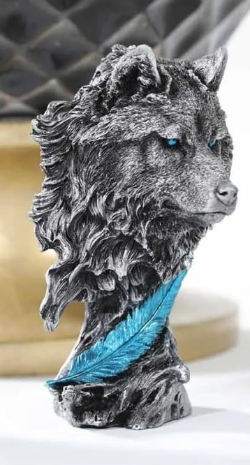 Wolf Head Sculpture, Wolf Lover Gift, Rustic Wolf Home Decor, Wolf Bust, Wildlife Lover Gift, Polyester Wolf Statue, Gothic Wolf Figurine, Wolf Head Statue, Wolf Head Decor