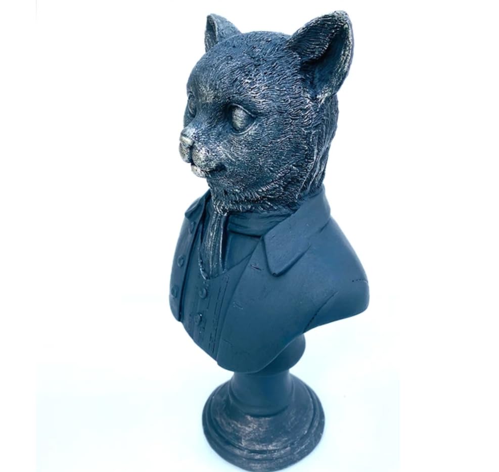 Tuxedo Katzenbüste Statue, Elegante Katzenskulptur, Elegante Katzenfigur mit Tuxedo, Gentleman Katzenbüste Statue, Tuxedo Katzenstatue, Katzenskulptur