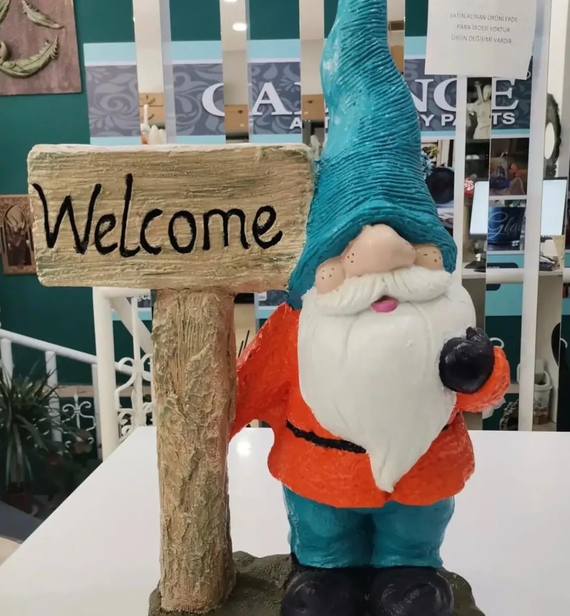 Large Garden Gnome Welcome Sign for Outdoor Decor, Garden Gnome Statue, Welcome Sign Gnome, Porch Welcome Gnome, Cute Gnome Statue