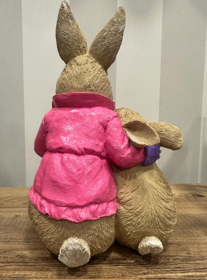 Bunny Reading Figurine, Mother and Baby Rabbit Statue, Easter Home Decor, Rabbit Statue Gift, Bunny Reading Decor, Rabbit Reading Figurine, Rabbit Reading Decor