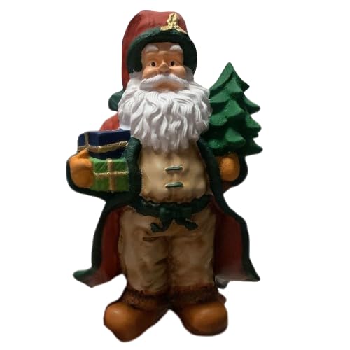 Santa Claus with Christmas Tree and Gift, Acrylic Hand-Painted Christmas Decor, Christmas Decor, Santa Claus Statue, Santa Claus Decor, Santa Claus Sculpture