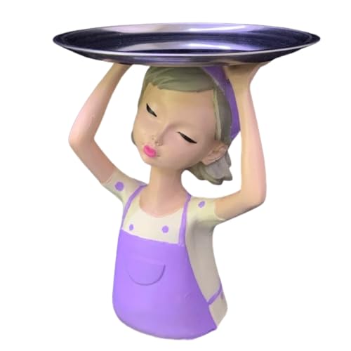 Girl Sculpture With Tray Decor, Handcrafted Girl Holding Tray Figure, Functional Girl Figurine With Tray, Decorative Girl Figurine For Gift, Girl Sculpture, Girl Decor, Girl Statue