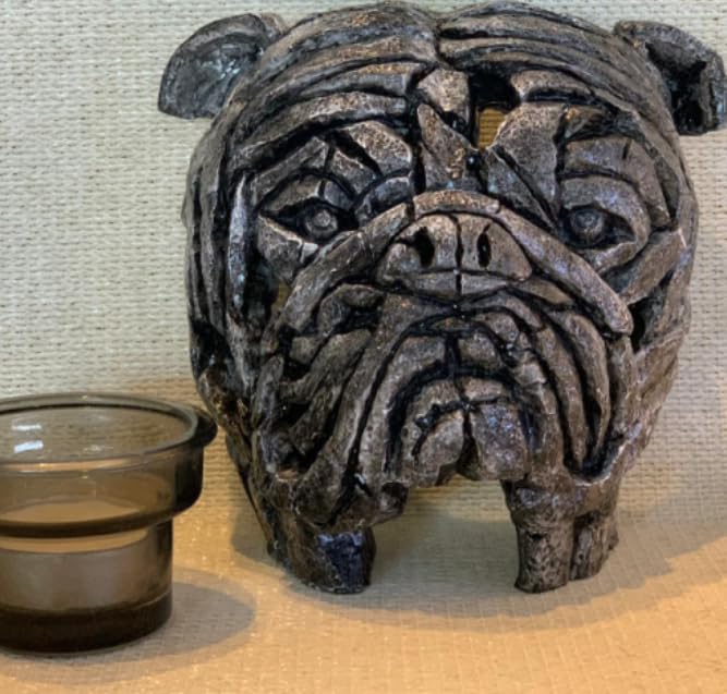Abstract Bulldog Sculpture, Geometric Bulldog Head Statue, Bulldog Head Sculpture, Polyester Bulldog Wall or Shelf Sculpture, Bulldog Decor