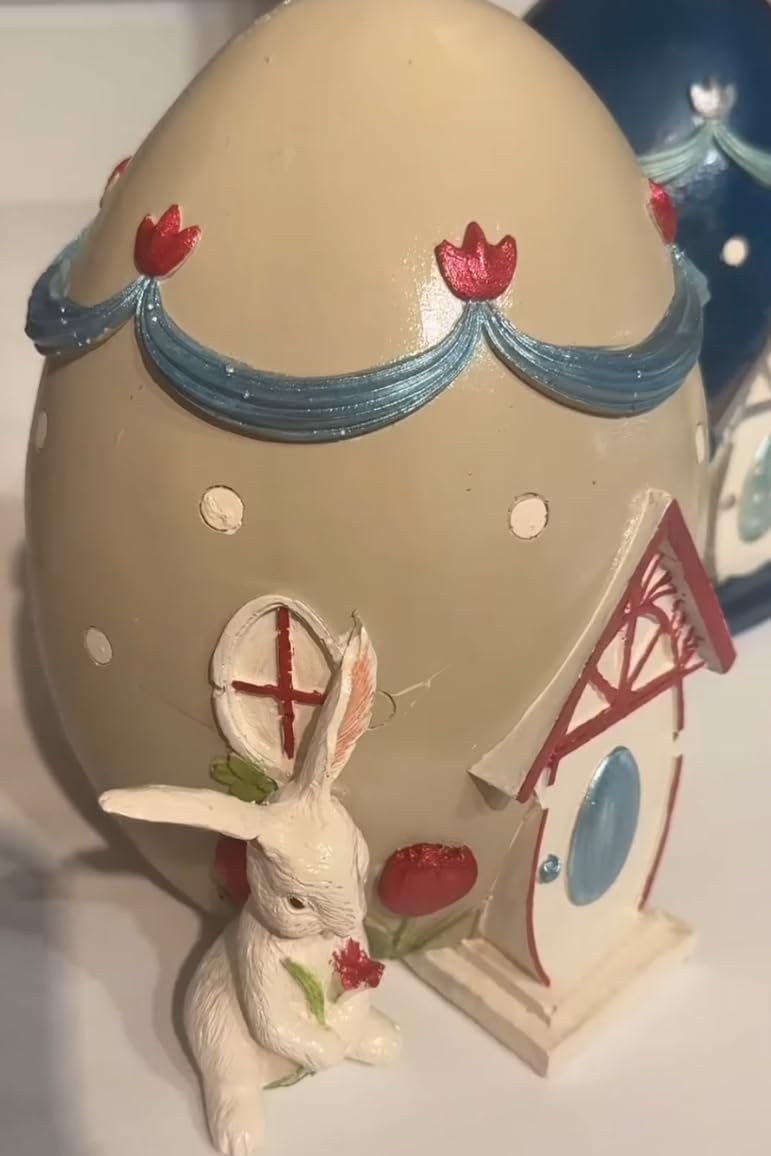 Easter Egg House Decoration, Easter Bunny Figurine, Spring Holiday Decor, Cute Bunny Home Decor, Fairy Garden Easter, Rabbit and Egg Decor, Easter Bunny Decor, Easter Rabbit Decor