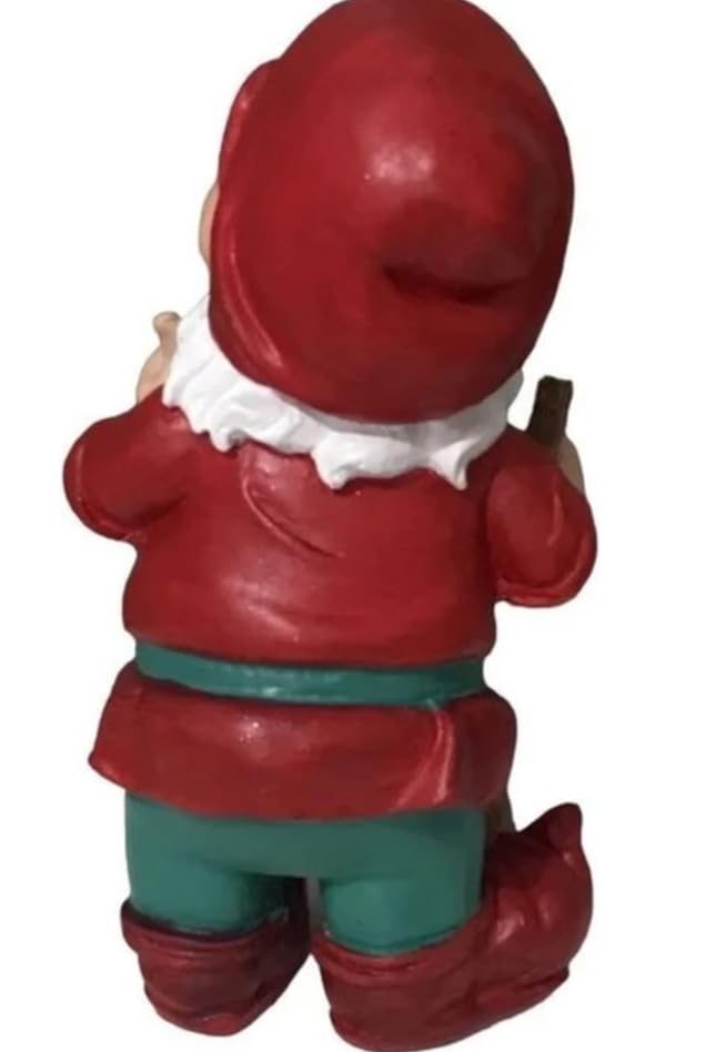 Happy Garden Gnome with Broom for Outdoor Decor, Garden Gnome Statue, Patio Gnome Figure, Gnome Decor, Broom Holding Gnome