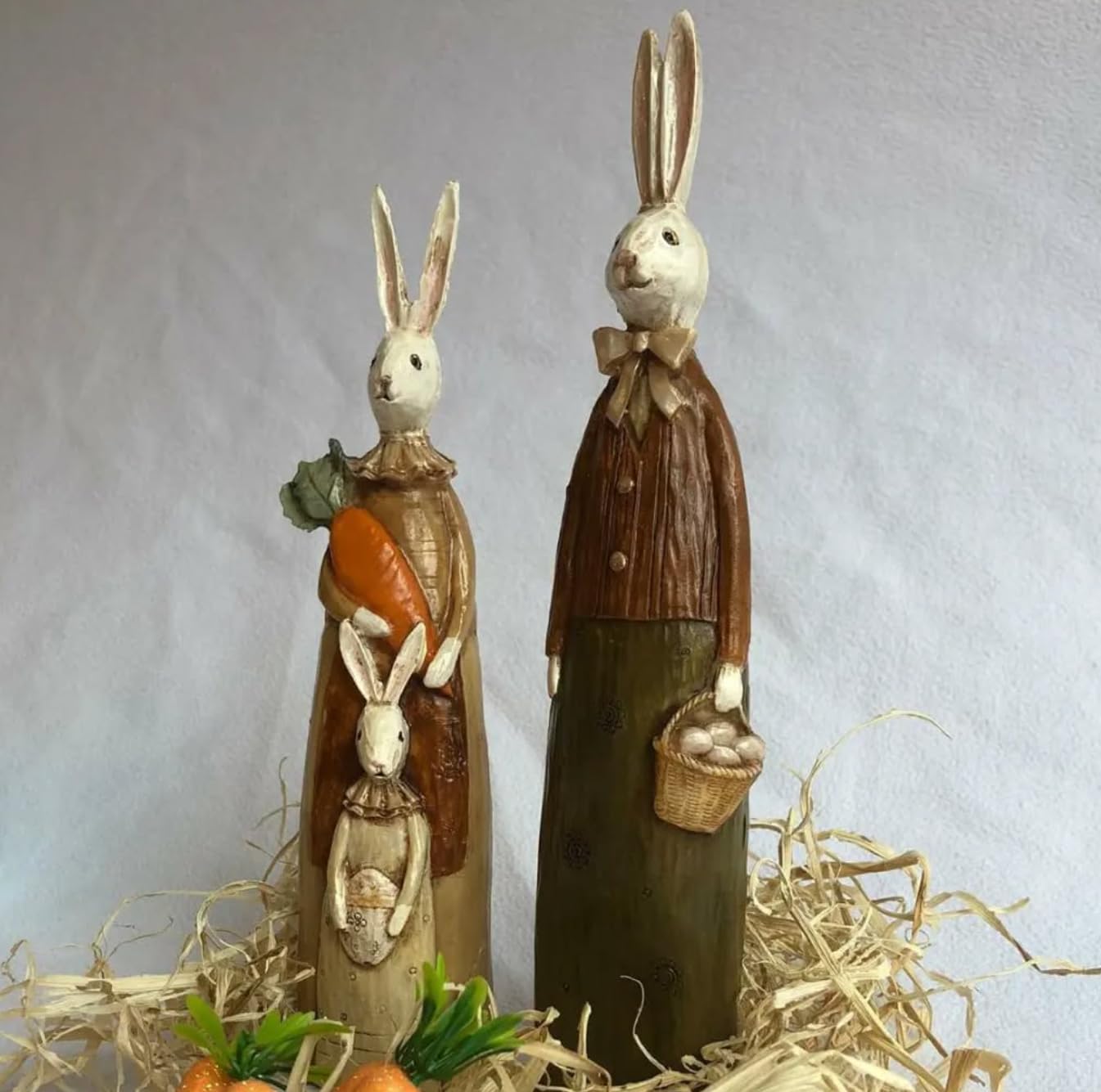 Easter Bunny Family Figurines, Easter Decoration Gift, Easter Bunny Figurines, Festive Rabbit Decor, Cute Bunny Couple, Seasonal Decor Gift
