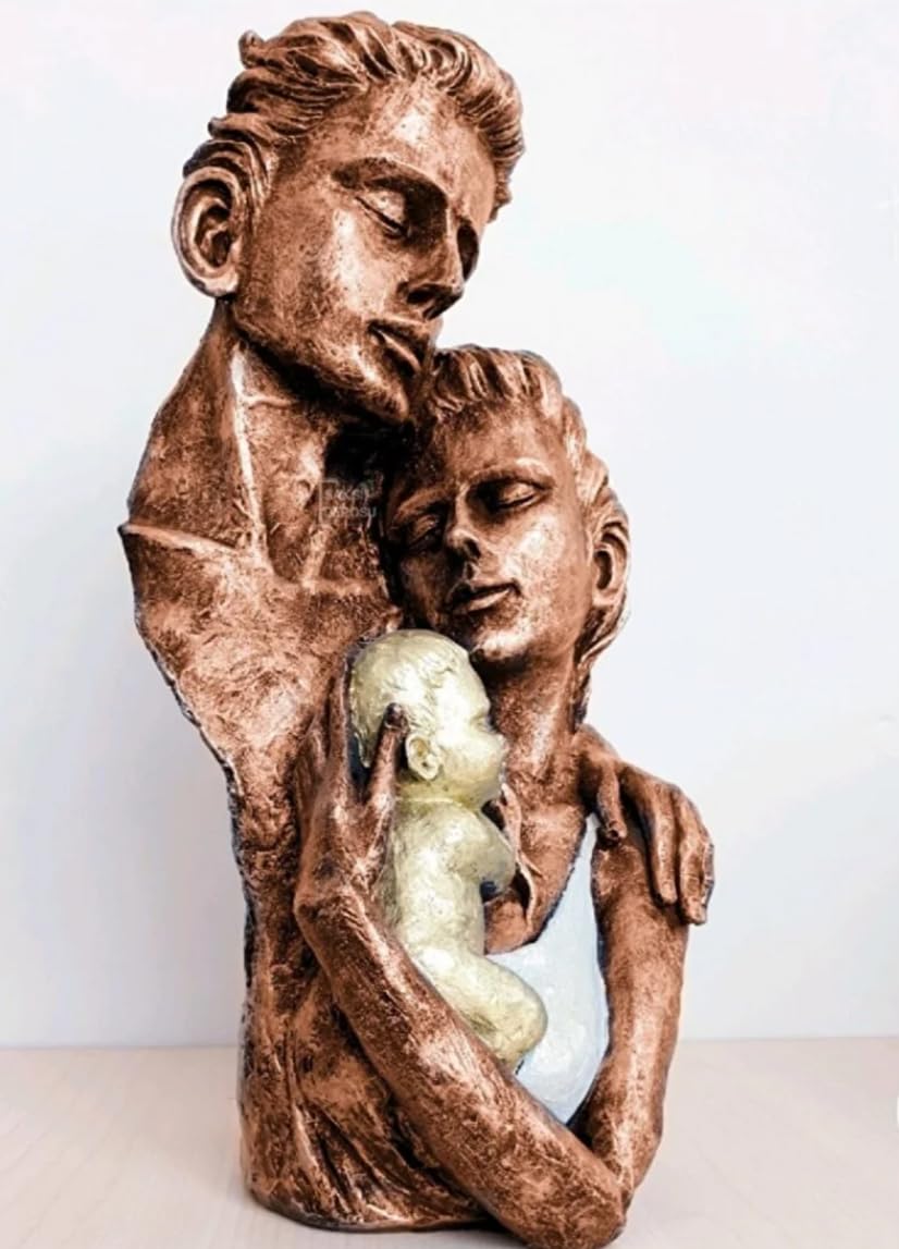 Modern Family Sculpture, Abstract Couple with Baby Statue, Family Love Statue, Couple with Baby Art, Polyester Family Statue, Family Decor