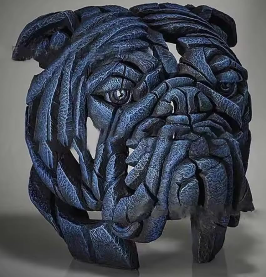 Abstract Bulldog Sculpture, Geometric Bulldog Head Statue, Bulldog Head Sculpture, Polyester Bulldog Wall or Shelf Sculpture, Bulldog Decor