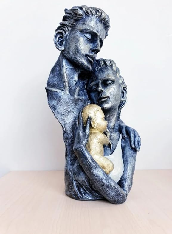 Modern Family Sculpture, Abstract Couple with Baby Statue, Family Love Statue, Couple with Baby Art, Polyester Family Statue, Family Decor