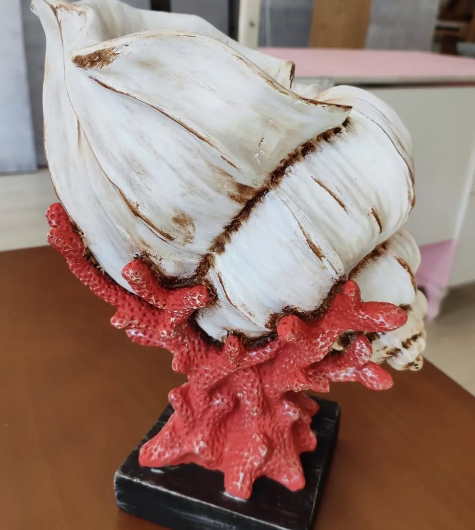 Seashell Vase with Coral Base, Seashell Flower Vase, Seashell Vase, Modern Coastal Shell Vase, Ocean Home Decor, Nautical Decor, Ocean Vase