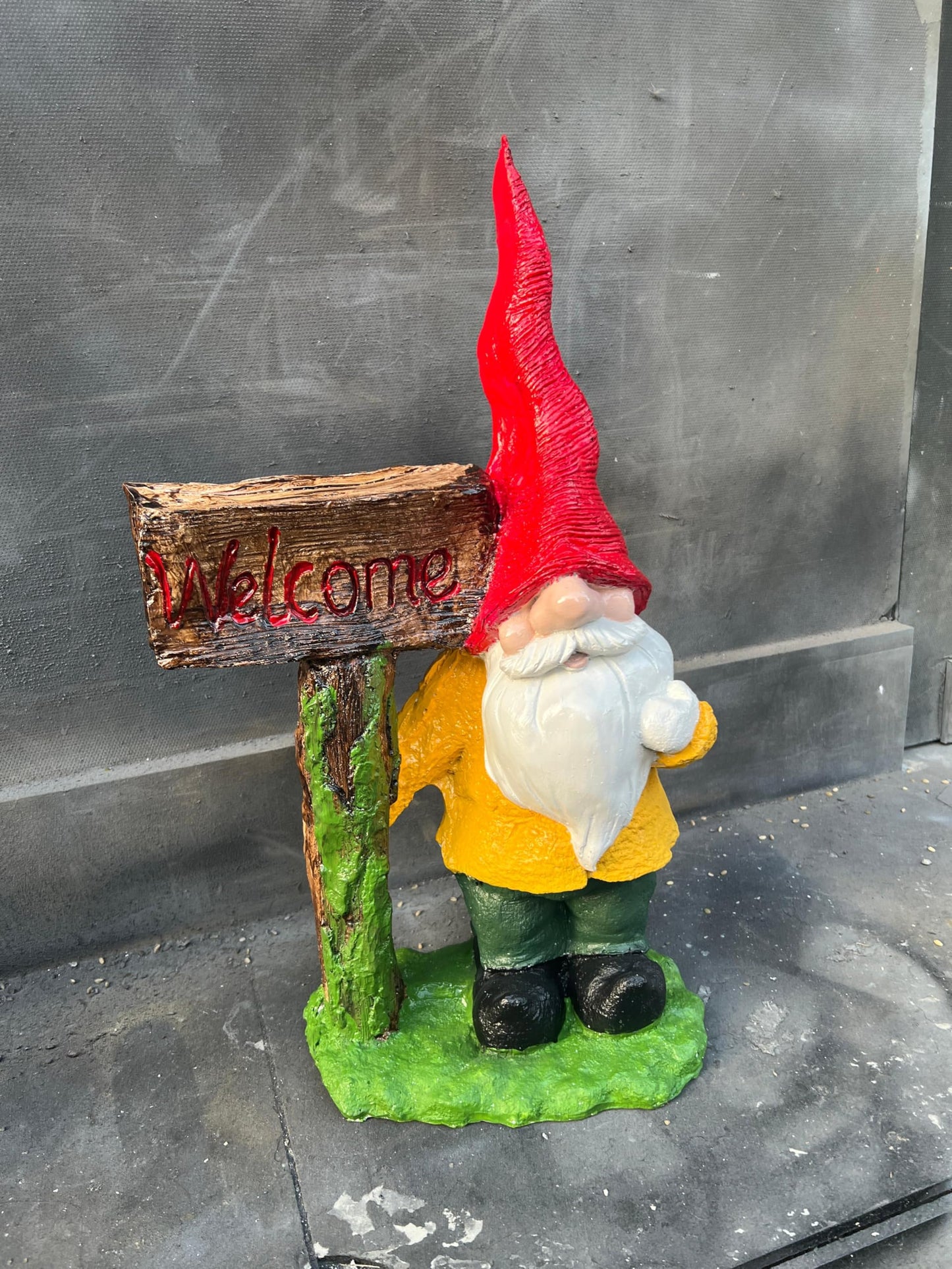 Large Garden Gnome Welcome Sign for Outdoor Decor, Garden Gnome Statue, Welcome Sign Gnome, Porch Welcome Gnome, Cute Gnome Statue