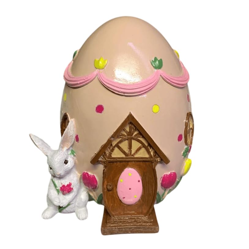 Easter Egg House Decoration, Easter Bunny Figurine, Spring Holiday Decor, Cute Bunny Home Decor, Fairy Garden Easter, Rabbit and Egg Decor, Easter Bunny Decor, Easter Rabbit Decor