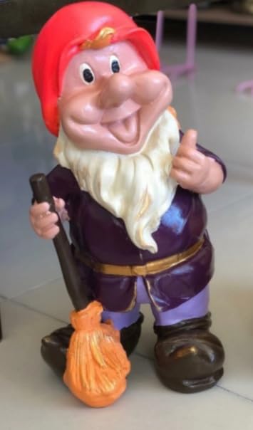 Happy Garden Gnome with Broom for Outdoor Decor, Garden Gnome Statue, Patio Gnome Figure, Gnome Decor, Broom Holding Gnome