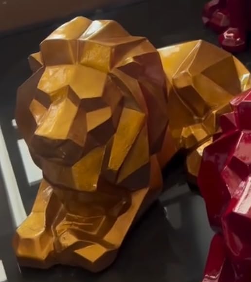 Löwenskulptur, Löwenfigur, Minimalistische Tierskulptur, Löwenfigur, Tischdekoration, Kubische Löwenskulptur, Kubische Löwenfigur