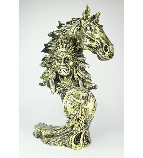 Native American Indian Chief and Horse Bust Sculpture, Western Decor, Native American Statue, Indian Chief Bust, Western Home Decor, Indian Chief Decor, Indian Chief Statue