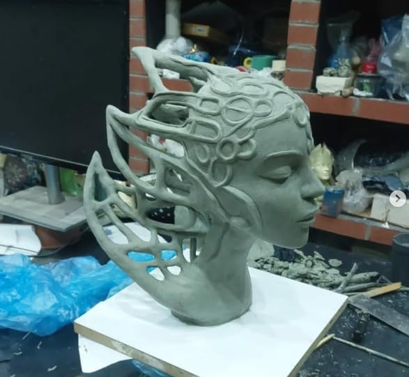 Fantasy Woman Head Sculpture, Modern Ethereal Home Decor Figurine, Gift for Fantasy Lovers, Ethereal Art Statue, Fantasy Head Decor