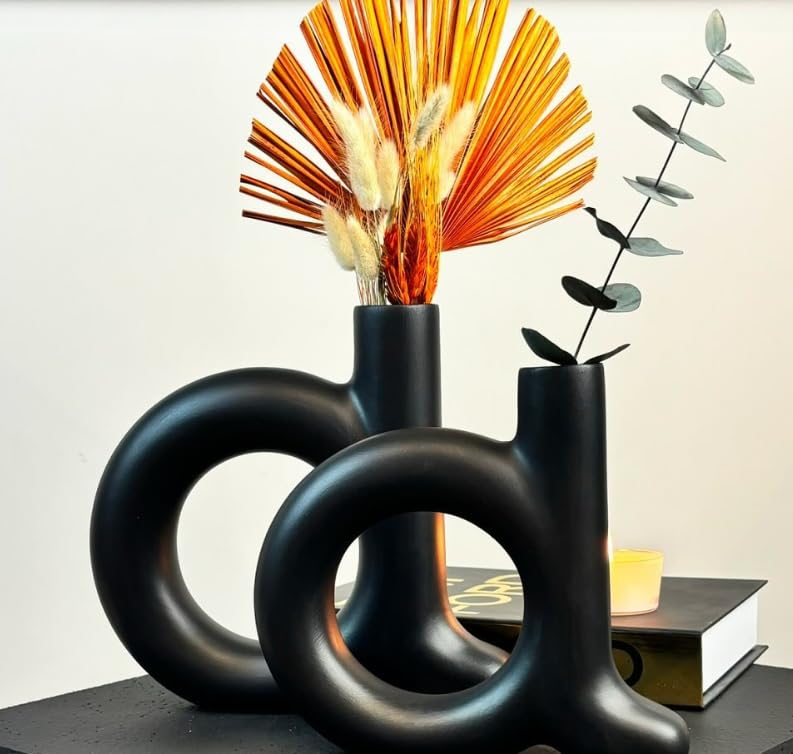 Modern Ceramic Abstract Vase Set of 2, Sculptural Decorative Vases, Minimalist Home Decor, Modern Ceramic Vases, Abstract Vase Set