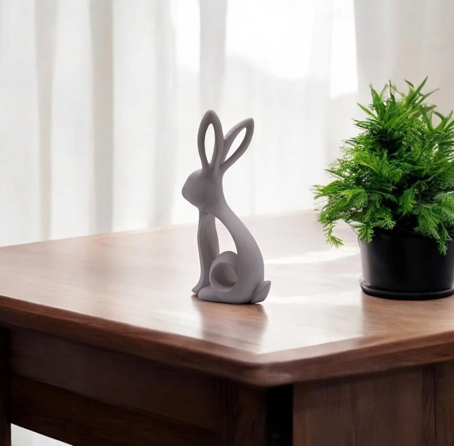 Abstrakte Hasenskulptur, Hasenfigur, Hasenskulptur, Geschenk für Tierliebhaber, Minimalistische Hasenstatue, Hasen-Polyester-Skulptur