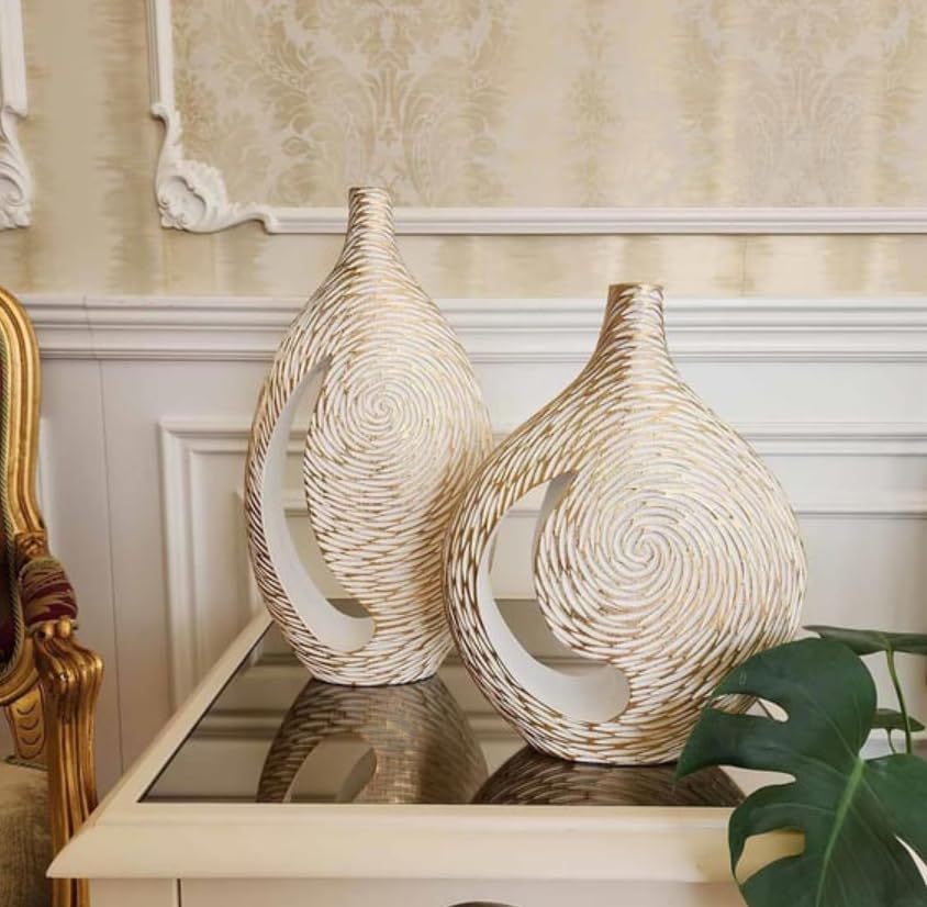 Modern Polyester Decorative Vase, Contemporary Art Vase, Large Table Vase, Modern Polyester Vase, Textured Polyester Vase, Polyester Vase, Polyester Decorative Vase