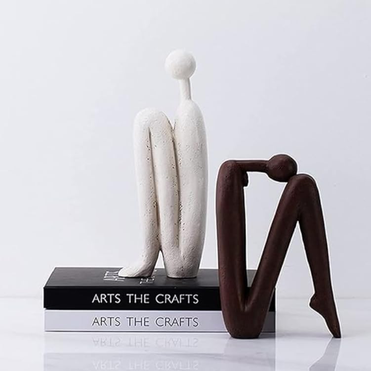 Abstract Bookends Set of 2, Modern Figurines for Shelf or Desk Decor, Abstract Bookends, Modern Bookshelf Decor, Polyester Bookend Set