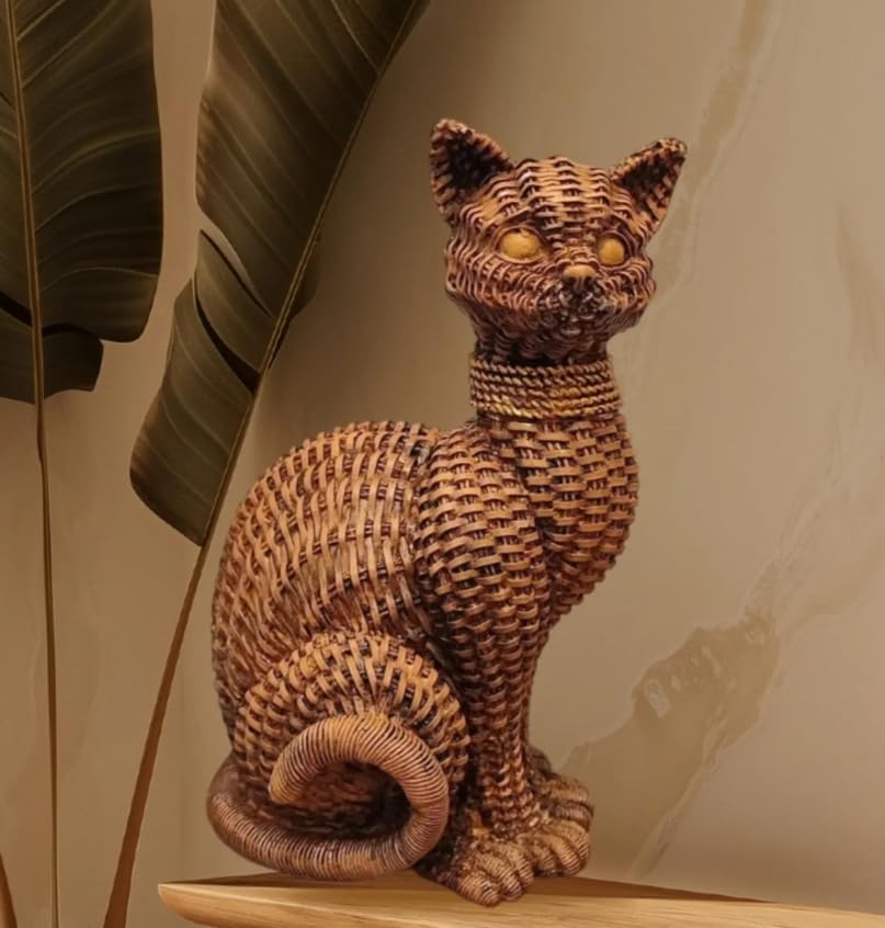 Woven Cat Statue, Handmade Polyester Cat Figurine, Unique Cat Lover Gift, Cat Statue, Woven Cat Sculpture, Cat Lover Home Decor, Cat Decor, Cat Sculpture, Cat Objects