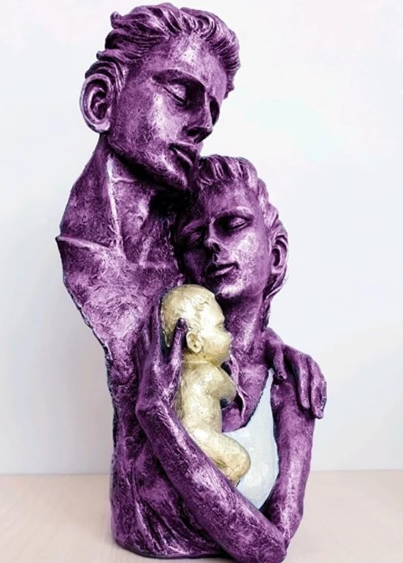 Modern Family Sculpture, Abstract Couple with Baby Statue, Family Love Statue, Couple with Baby Art, Polyester Family Statue, Family Decor