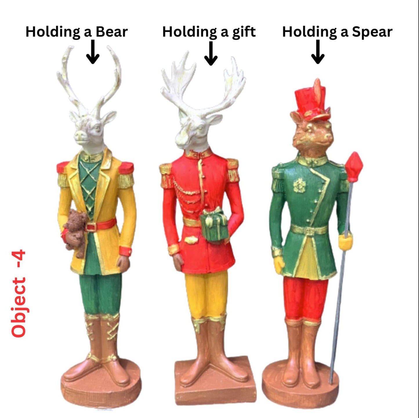 Nutcracker Figurines Set of 3, Nutcracker Animal Sculptures, Christmas Animal Soldier Figurines, Deer Figurine, Nutcracker Decor, Nutcracker Sculpture, Nutcracker Statue