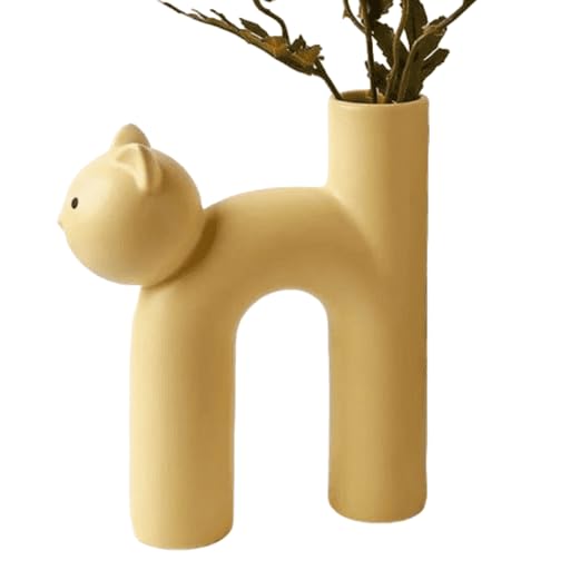 Süße Vase in Katzenform, Katzenvase für Blumen, Keramikvase, nordisches Kunstdekor, Geschenk für Zuhause, Geschenk für Katzenliebhaber, Keramik-Katzenvase, Katzenvase, Katzenförmige Vase, Blumenvase