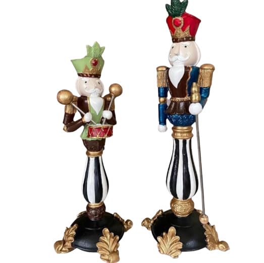 Christmas Nutcracker Candle Holders Set Of 2, Hand-Painted Festive Candle Holders, Nutcracker Figurine Candle Stands, Holiday Tabletop Decor, Nutcracker Candlestick