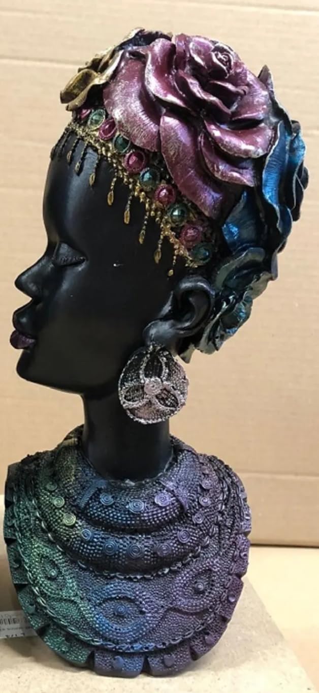 African Woman Bust Statue, Elegant African Lady Sculpture, Ethnic Art Home Decor, African Woman Statue, Tribal Lady Decor, African Art Decor