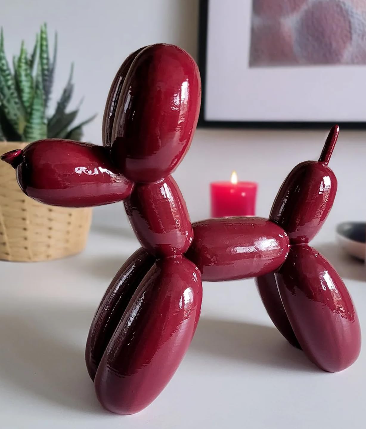 Balloon Dog Statue, Polyester Balloon Dog Figurine, Balloon Puppy Shelf Table Decor, Balloon Puppy Figurine, Balloon Animal Decor