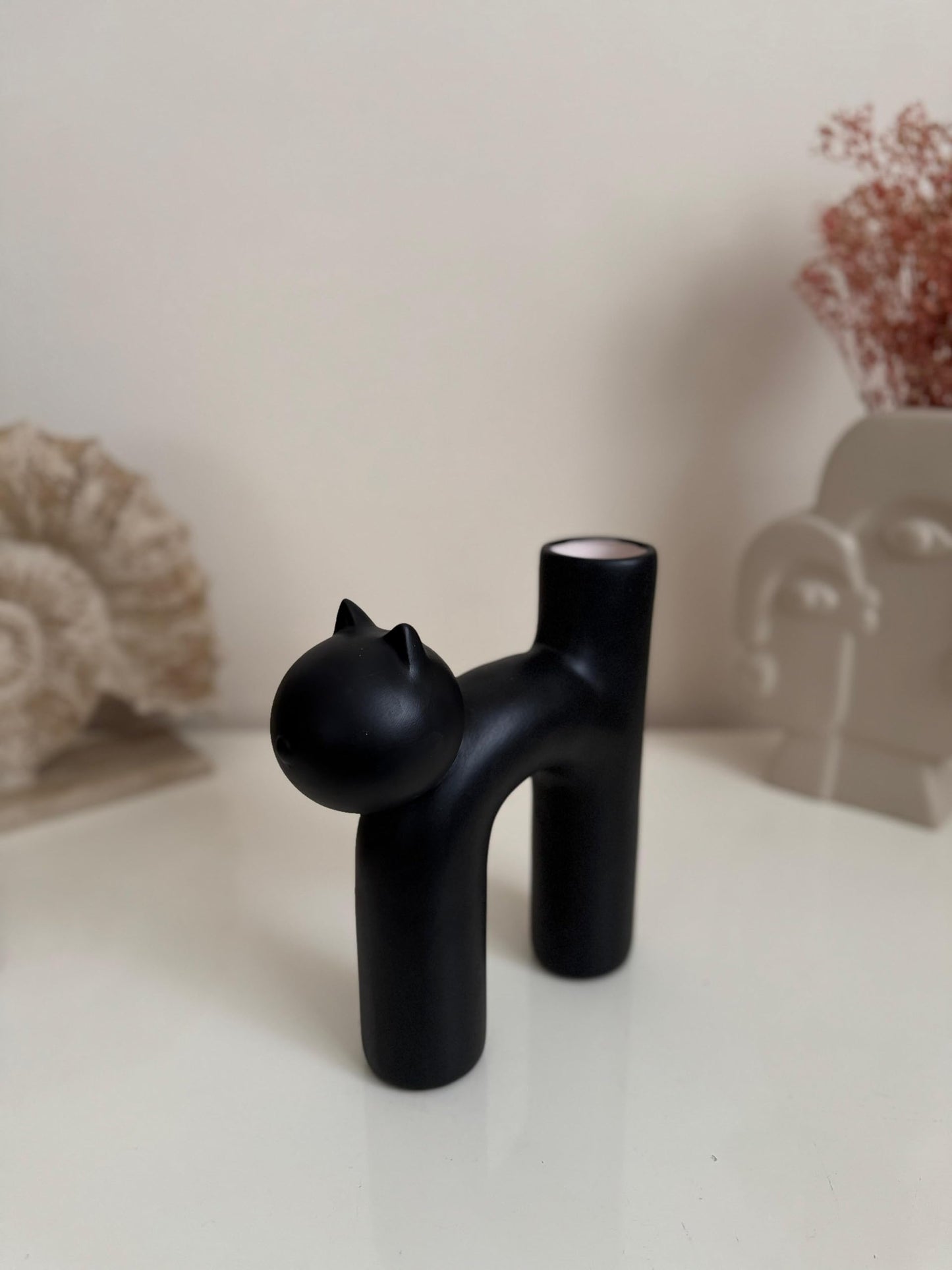 Süße Vase in Katzenform, Katzenvase für Blumen, Keramikvase, nordisches Kunstdekor, Geschenk für Zuhause, Geschenk für Katzenliebhaber, Keramik-Katzenvase, Katzenvase, Katzenförmige Vase, Blumenvase