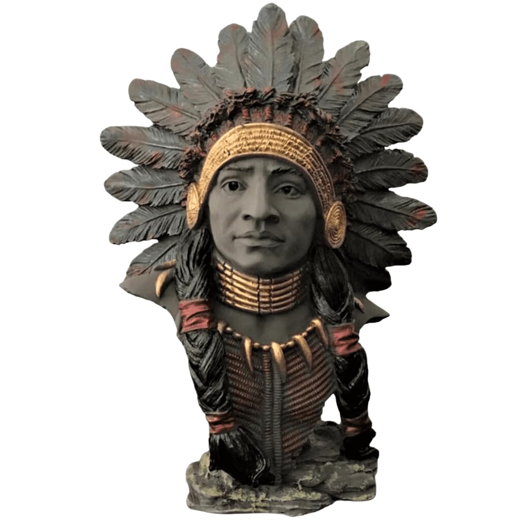 Native American Chief Bust, Tribal Warrior Sculpture, Native American Chief, Western Decor, Indian Chief Bust, Polyester Chief Sculpture, Indian Chief Decor, Indian Chief Sculpture