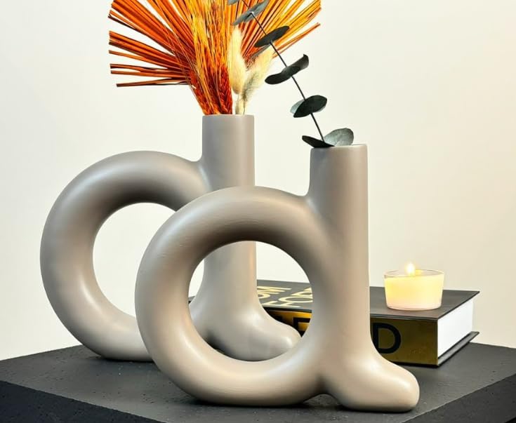 Modern Ceramic Abstract Vase Set of 2, Sculptural Decorative Vases, Minimalist Home Decor, Modern Ceramic Vases, Abstract Vase Set