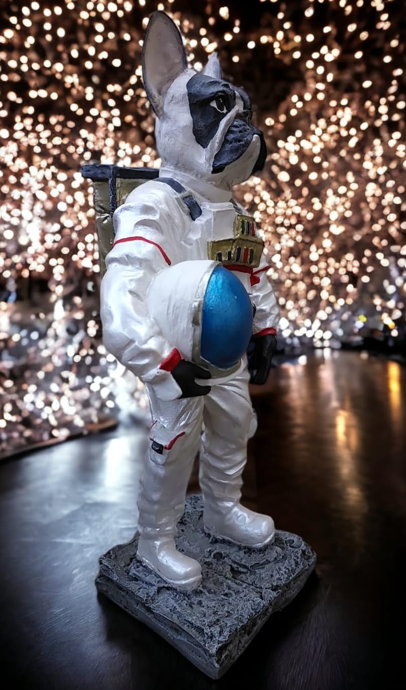 Astronaut BullDog Figurine, Dog In Spacesuit Statue, Space-Themed Bulldog Sculpture, Animal Astronaut Decor, Dog Lover Home Decor