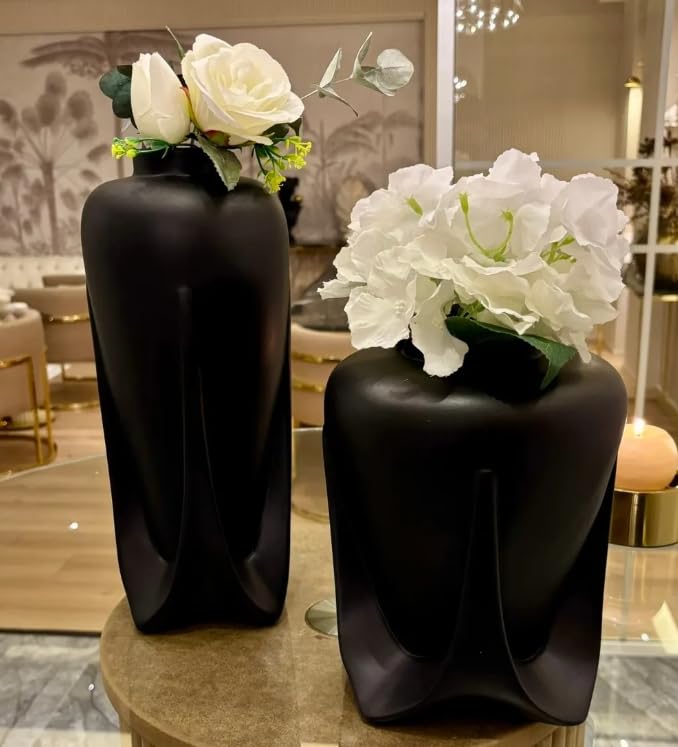 Modern Ceramic Vases Set of 2 or Single Piece, Unique Art Pottery Vase for Table or Shelf Display, Ceramic Modern Vase, Tall Modern Pottery