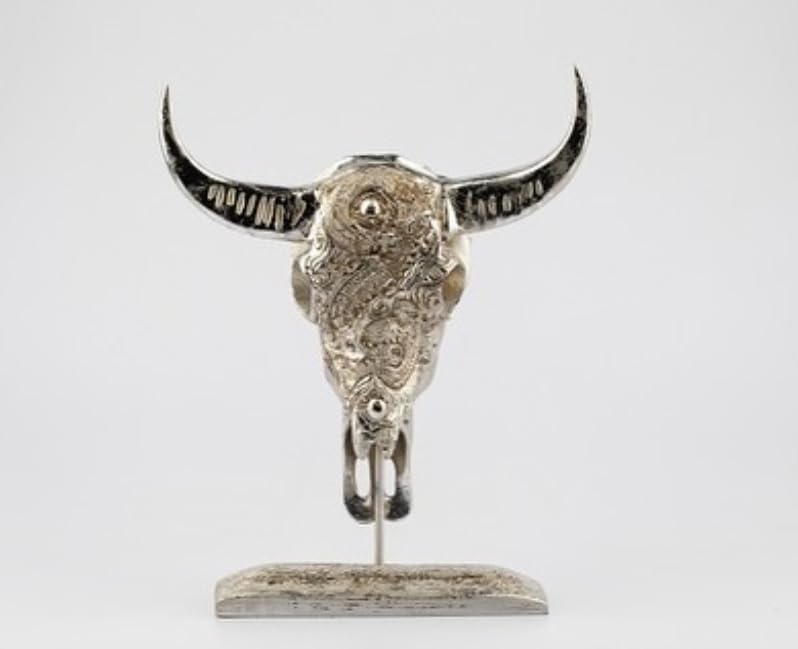 Bull Skull Decor, Western Bull Head Decor, Western Style Horned Bull Head Decor, Bull Skull Statue, Bull Skull Tabletop Decoration