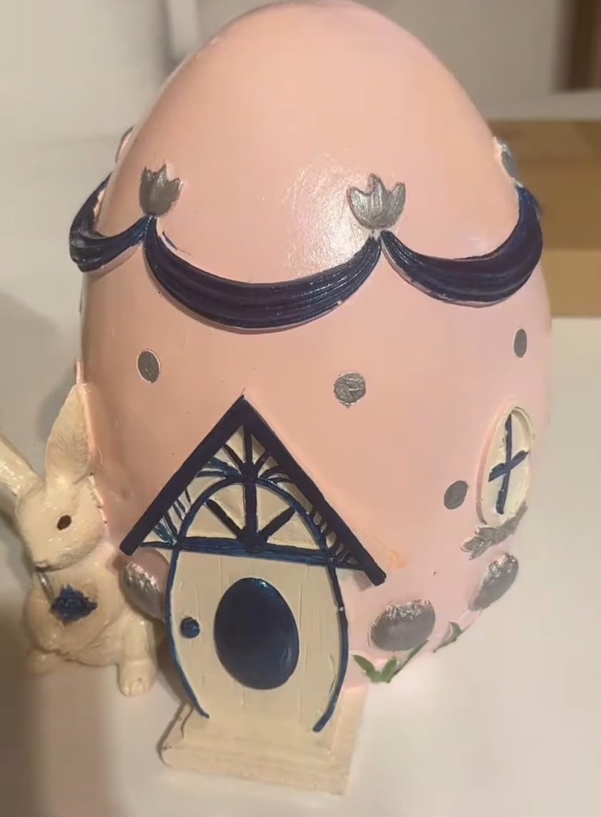 Easter Egg House Decoration, Easter Bunny Figurine, Spring Holiday Decor, Cute Bunny Home Decor, Fairy Garden Easter, Rabbit and Egg Decor, Easter Bunny Decor, Easter Rabbit Decor