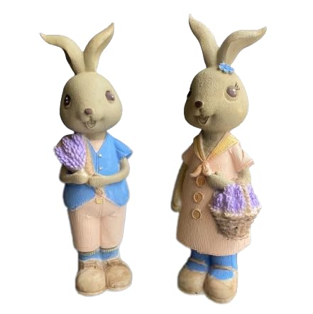 Easter Bunny Figurine Set or 1 Single Piece, Easter Bunny Figurine, Spring Bunny Decor, Rustic Rabbit Statue, Farmhouse Easter Decor, Easter Bunny Decor, Easter Rabbit Decor