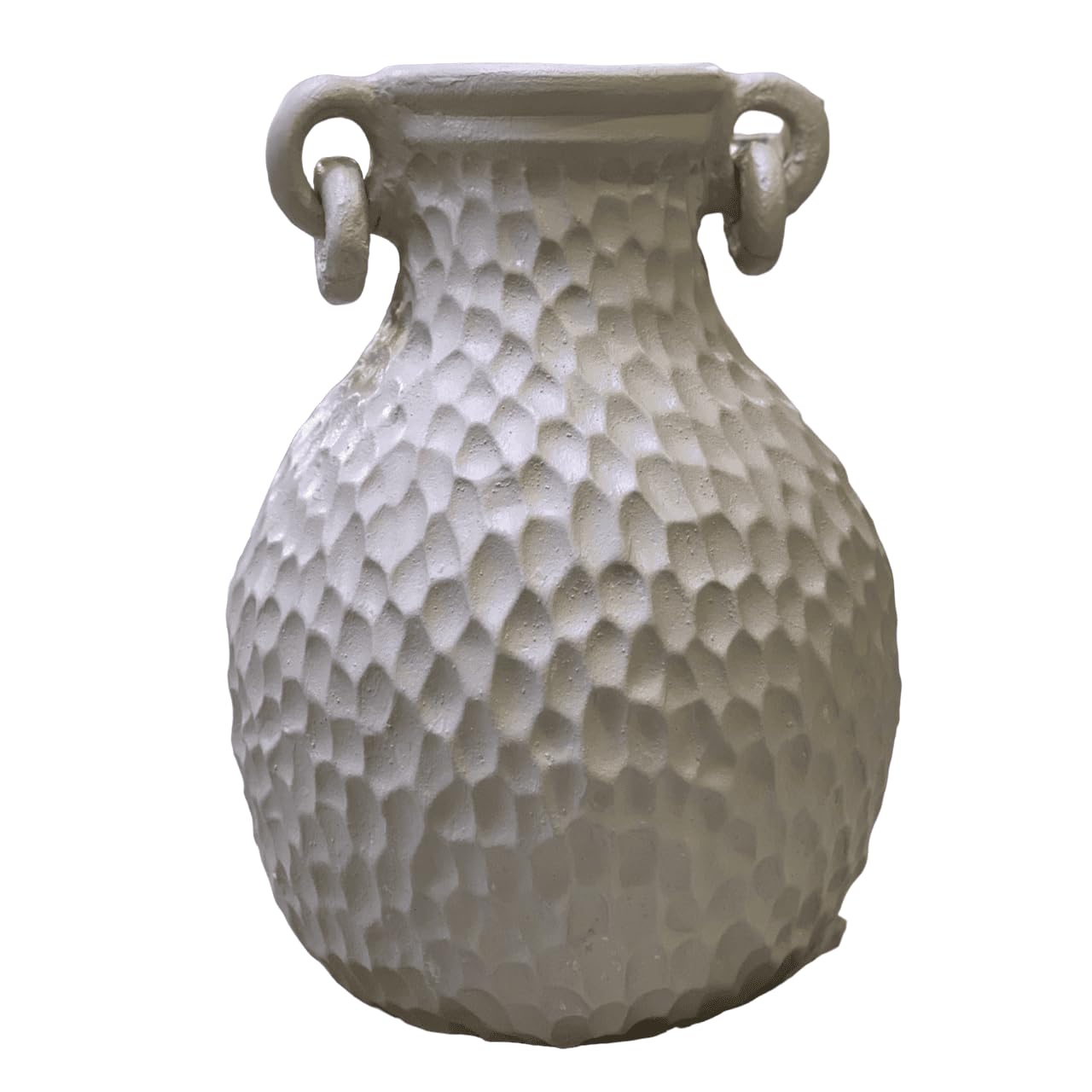 Textured Decorative Vase with Handles, Modern Rustic Vase, Unique Honeycomb Pattern Vase, Honeycomb Pattern Vase, Loop Handle Vase