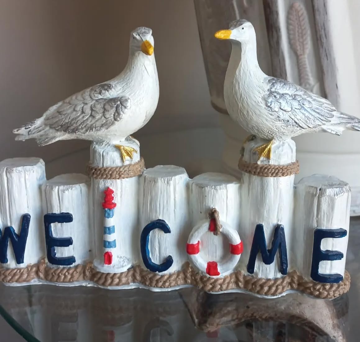 Nautical Seagull Welcome Sign Sculpture, Seagull Welcome Sign, Coastal Home Decor, Nautical Beach Decor, Welcome Sign Gift, Seagull Statue