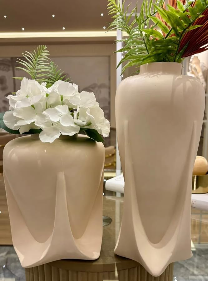 Modern Ceramic Vases Set of 2 or Single Piece, Unique Art Pottery Vase for Table or Shelf Display, Ceramic Modern Vase, Tall Modern Pottery