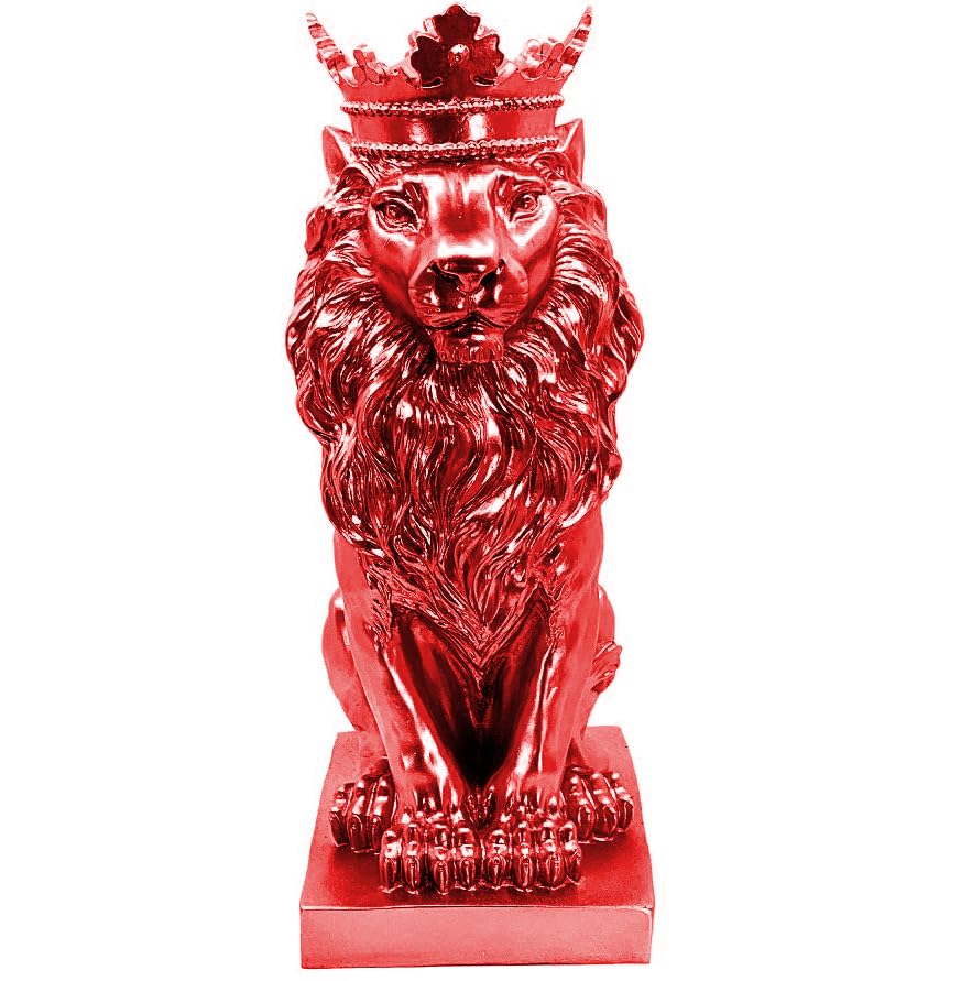 Regal Lion Statue With Crown, Crowned Lion Sculpture, Royal Jungle King Figurine, Royal Themed Home Decor, Lion Crown Figurine, Lion Crown Sculpture, Lion Crown Decor
