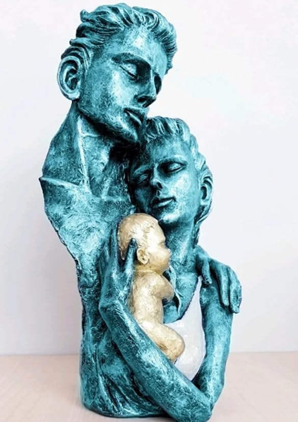Modern Family Sculpture, Abstract Couple with Baby Statue, Family Love Statue, Couple with Baby Art, Polyester Family Statue, Family Decor