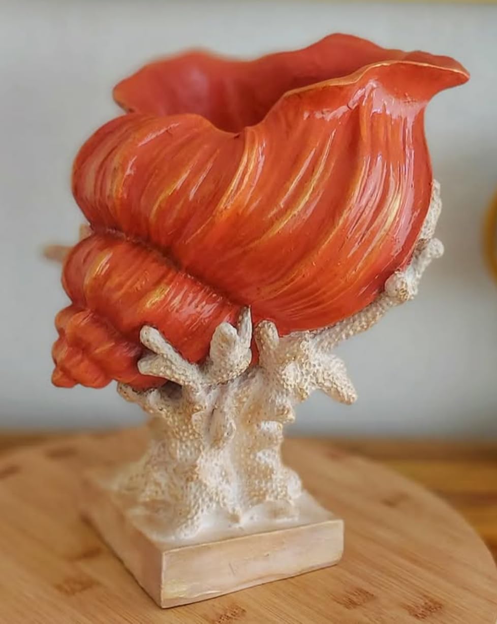 Seashell Vase with Coral Base, Seashell Flower Vase, Seashell Vase, Modern Coastal Shell Vase, Ocean Home Decor, Nautical Decor, Ocean Vase