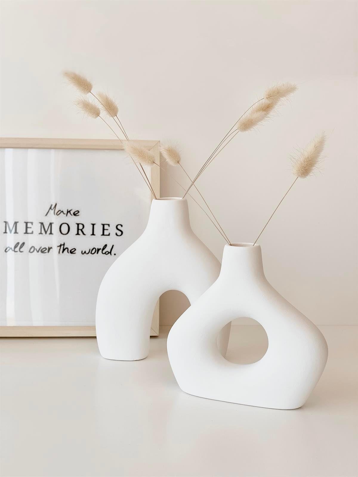 Amorphous Ceramic Vases Set-2, Round Matte Donut Vases, Minimalist Home Decor, Handmade Vase, Decorative Gift, Boho Style Vase, Donut Vase, Round Vase, Amorphous Vase