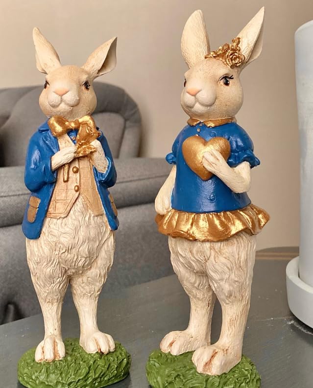 Elegant Bunny Figurines, Decorative Rabbit Statues, Bunny Figurine Decor, Rabbit Statues, Elegant Animal Figurines, Rabbit Decor, Easter Rabbit Decor, Easter Bunny Decor