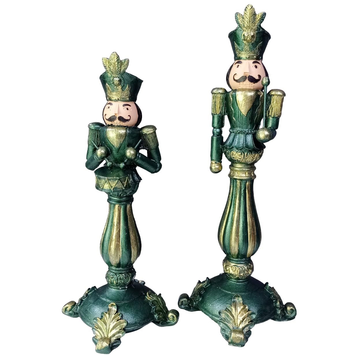 Christmas Nutcracker Candle Holders Set Of 2, Hand-Painted Festive Candle Holders, Nutcracker Figurine Candle Stands, Holiday Tabletop Decor, Nutcracker Candlestick