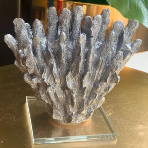 Coral Decorative Sculpture on Crytsal Base, Modern Abstract Coral Reef Ornament, Handmade Polyester Accent on Crystal Base, Coral Sculpture, Coral Figurine