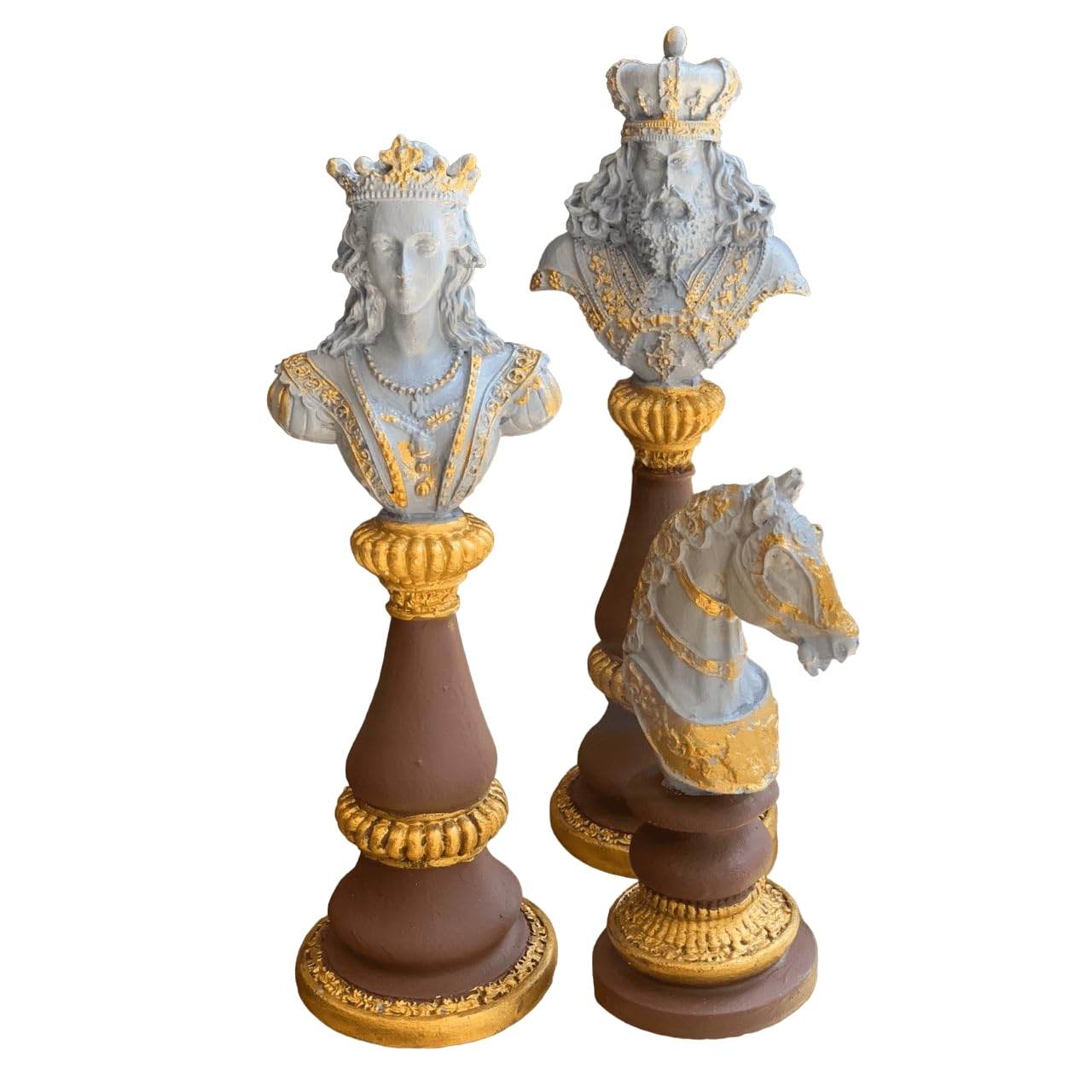 Large Chess Sculpture Set of 3, King Queen Horse Bust Chess, Chess Decor Set, Decorative Chess Pieces, Chess Statue, Chess Decor, Chess Sculpture, Chess Figurine